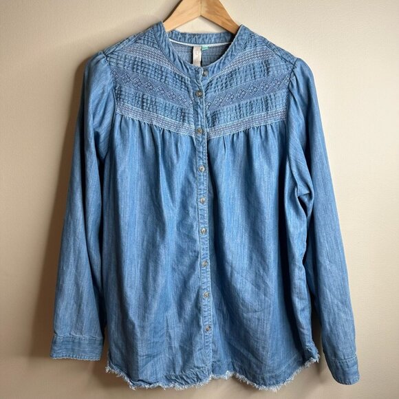 Pilcro Tops - Pilcro Anthropologie Button Down Top Womens 18W Blue Denim Chambray Cottagecore